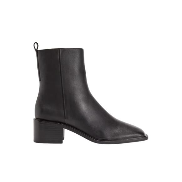 EVERLANE The City Boot Black Leather Pull Tab Side Zip Block Heel Size 7 NEW - Picture 2 of 8